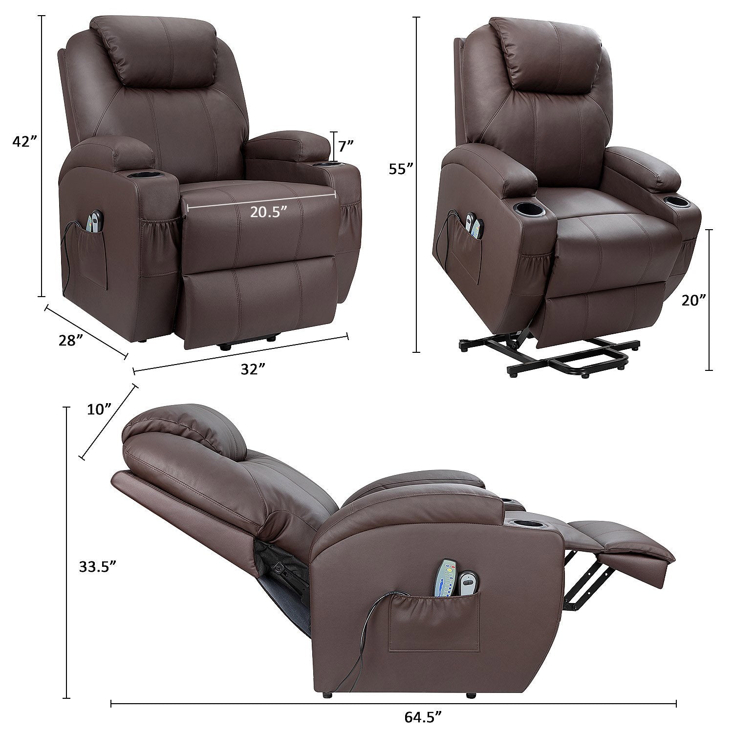 Homall Power Lift Recliner for Elderly with Heat and Massage Functions, PU Leather/Fabric Version