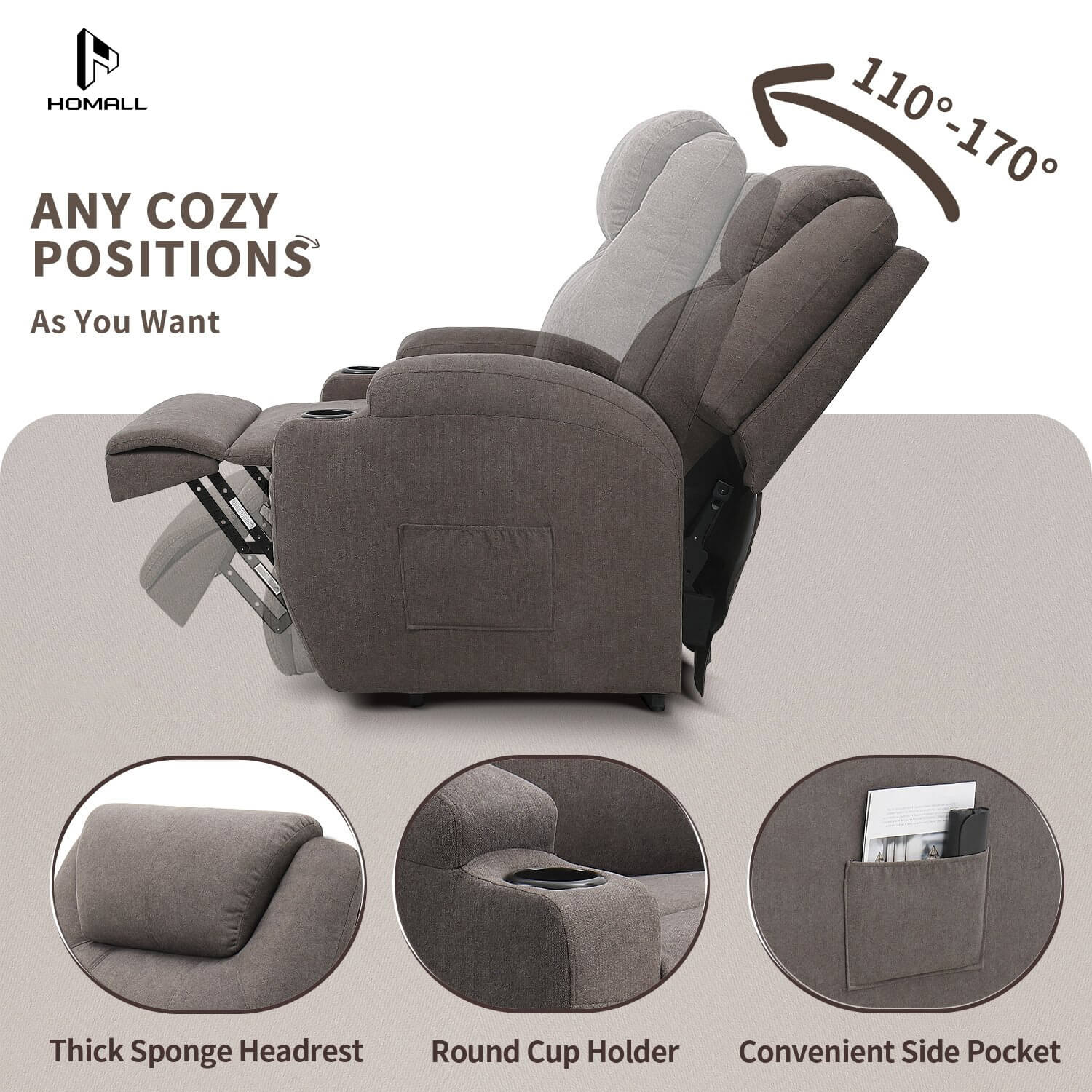 Homall Power Lift Recliner for Elderly with Heat and Massage Functions, PU Leather/Fabric Version