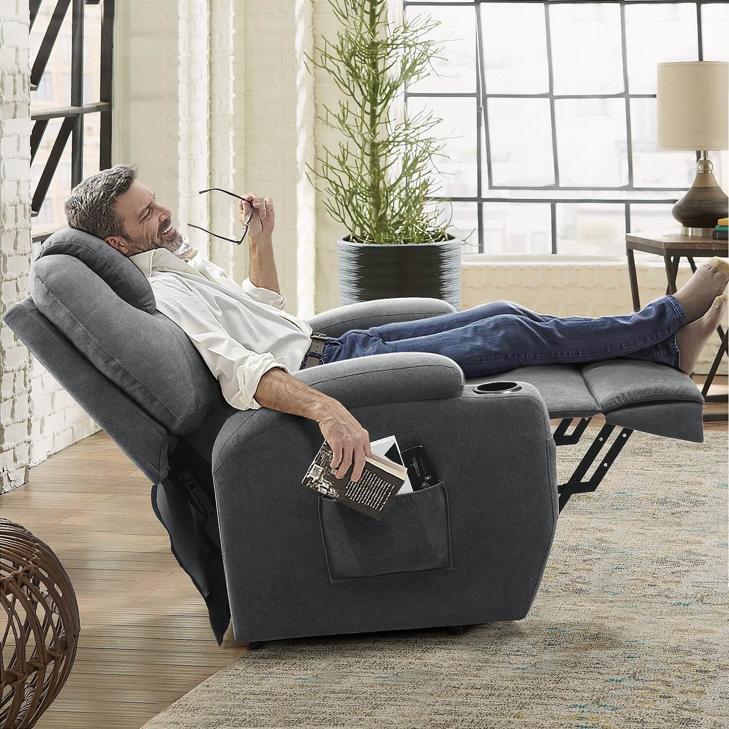 Homall Power Lift Recliner for Elderly with Heat and Massage Functions, PU Leather/Fabric Version