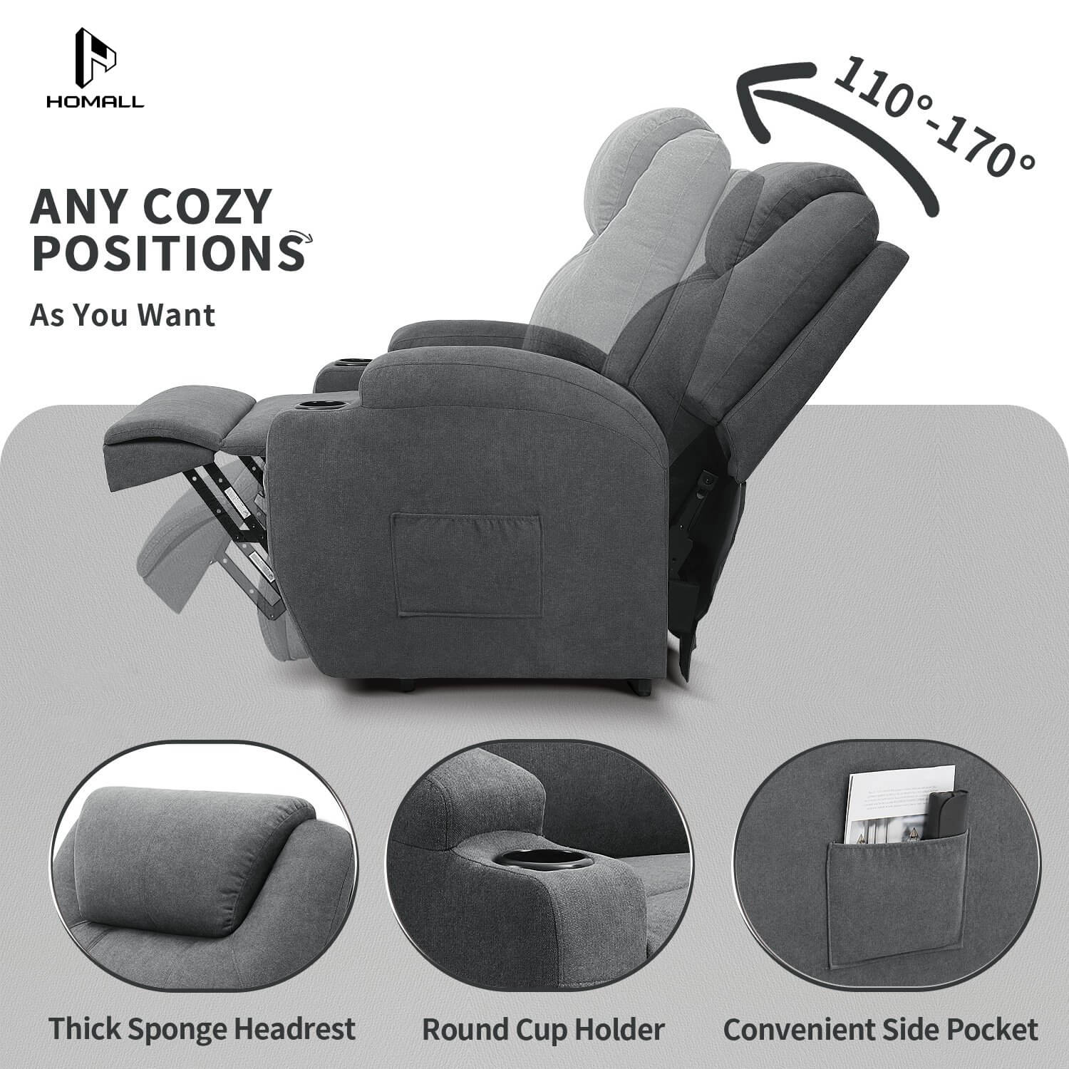 Homall Power Lift Recliner for Elderly with Heat and Massage Functions, PU Leather/Fabric Version