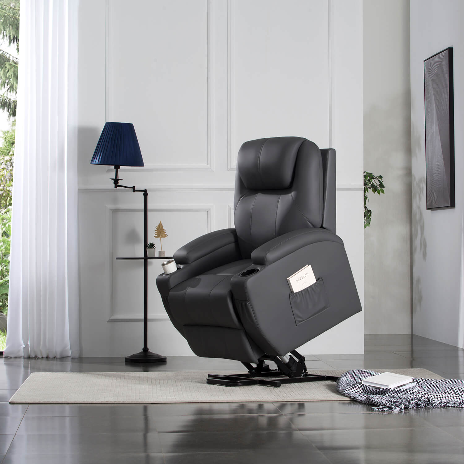 Homall Power Lift Recliner for Elderly with Heat and Massage Functions, PU Leather/Fabric Version