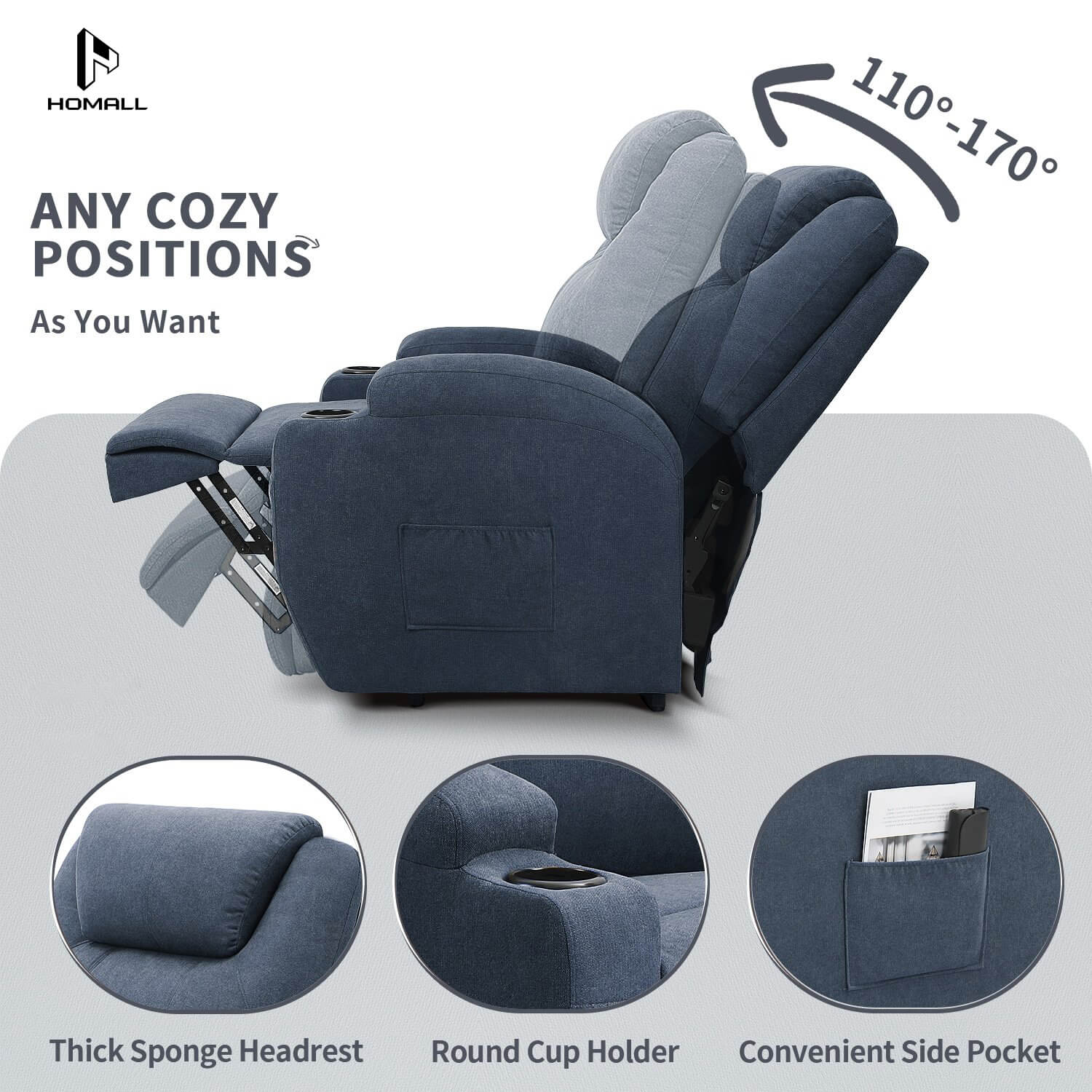 Homall Power Lift Recliner for Elderly with Heat and Massage Functions, PU Leather/Fabric Version