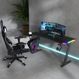 Homall RGB LED Lights Gaming Desk, With Light Remote Control and Cup Holder, Headphone Hook