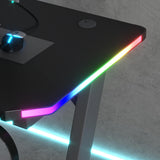 Homall RGB LED Lights Gaming Desk, With Light Remote Control and Cup Holder, Headphone Hook