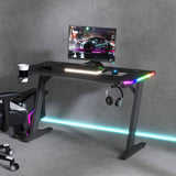 Homall RGB LED Lights Gaming Desk, With Light Remote Control and Cup Holder, Headphone Hook