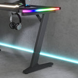 Homall RGB LED Lights Gaming Desk, With Light Remote Control and Cup Holder, Headphone Hook