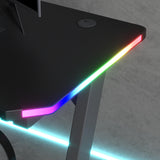 Homall RGB LED Lights Gaming Desk, With Light Remote Control and Cup Holder, Headphone Hook