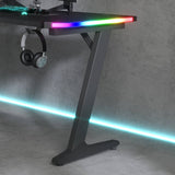 Homall RGB LED Lights Gaming Desk, With Light Remote Control and Cup Holder, Headphone Hook