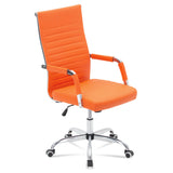 Homall Ribbed Office Chair Mid-Back PU Leather Desk Chair Adjustable Swivel Chair