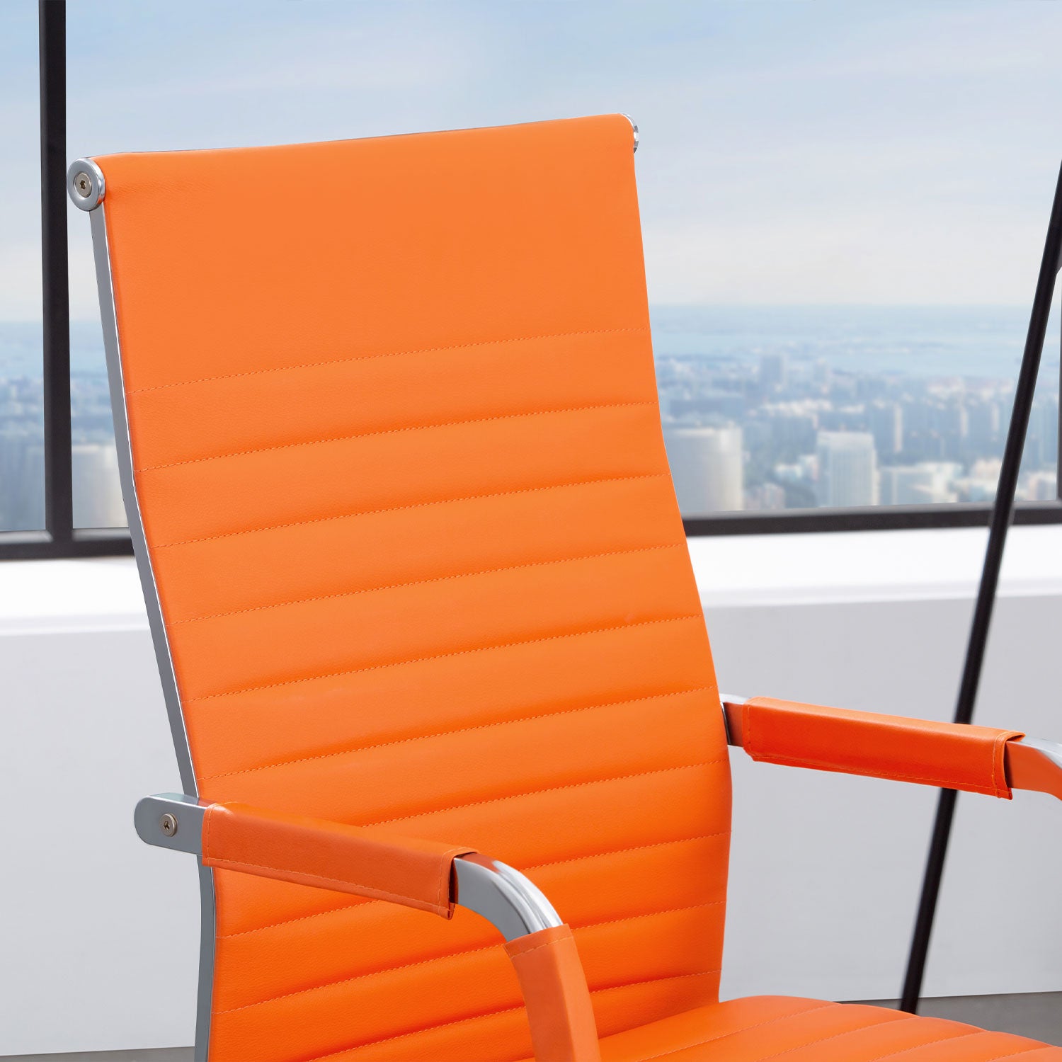 Homall Ribbed Office Chair Mid-Back PU Leather Desk Chair Adjustable Swivel Chair