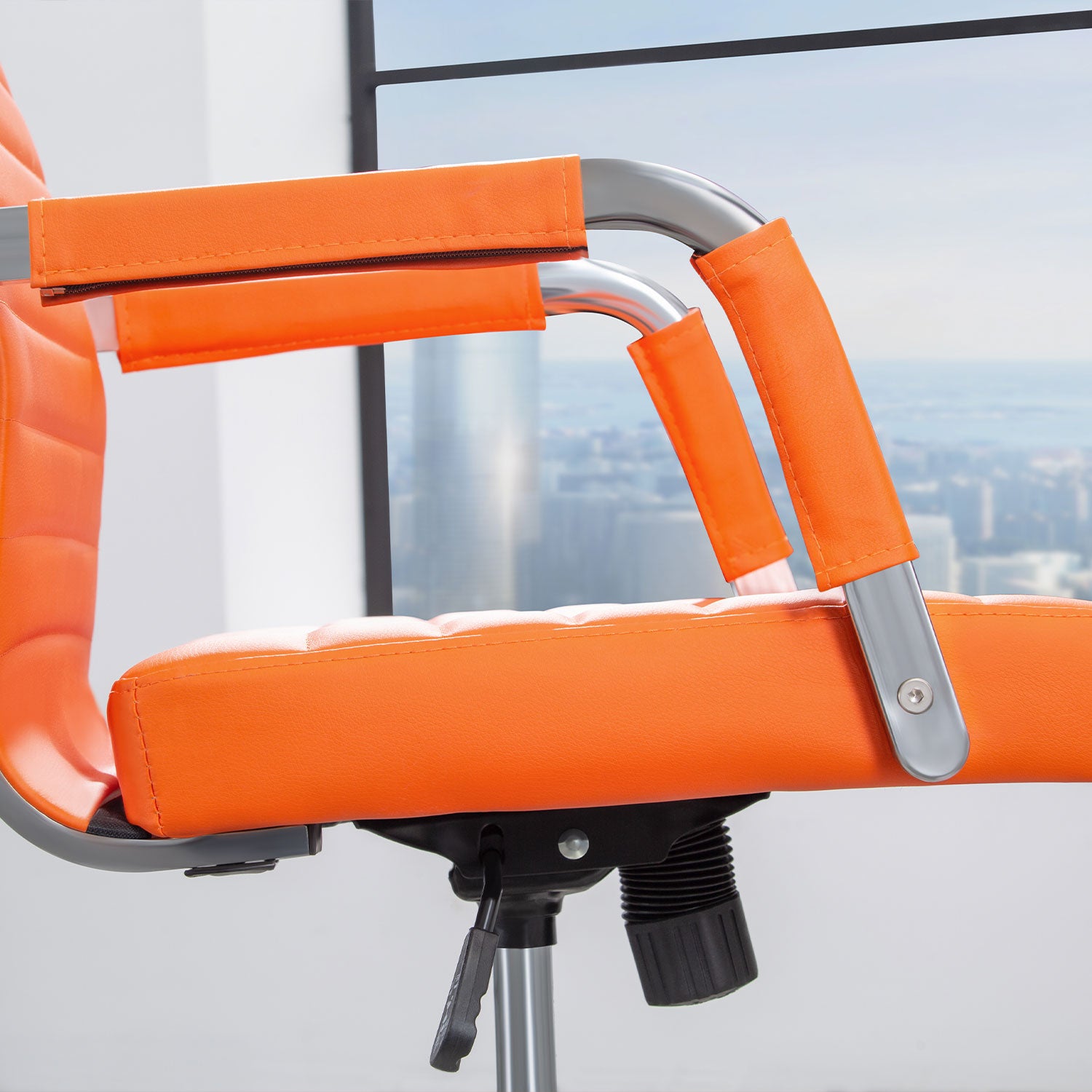 Homall Ribbed Office Chair Mid-Back PU Leather Desk Chair Adjustable Swivel Chair