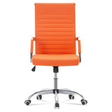 Homall Ribbed Office Chair Mid-Back PU Leather Desk Chair Adjustable Swivel Chair