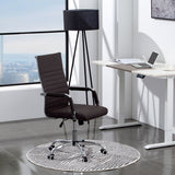 Homall Ribbed Office Chair Mid-Back PU Leather Desk Chair Adjustable Swivel Chair