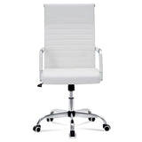 Homall Ribbed Office Chair Mid-Back PU Leather Desk Chair Adjustable Swivel Chair