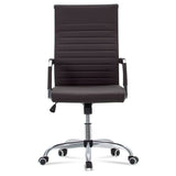 Homall Ribbed Office Chair Mid-Back PU Leather Desk Chair Adjustable Swivel Chair