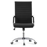 Homall Ribbed Office Chair Mid-Back PU Leather Desk Chair Adjustable Swivel Chair