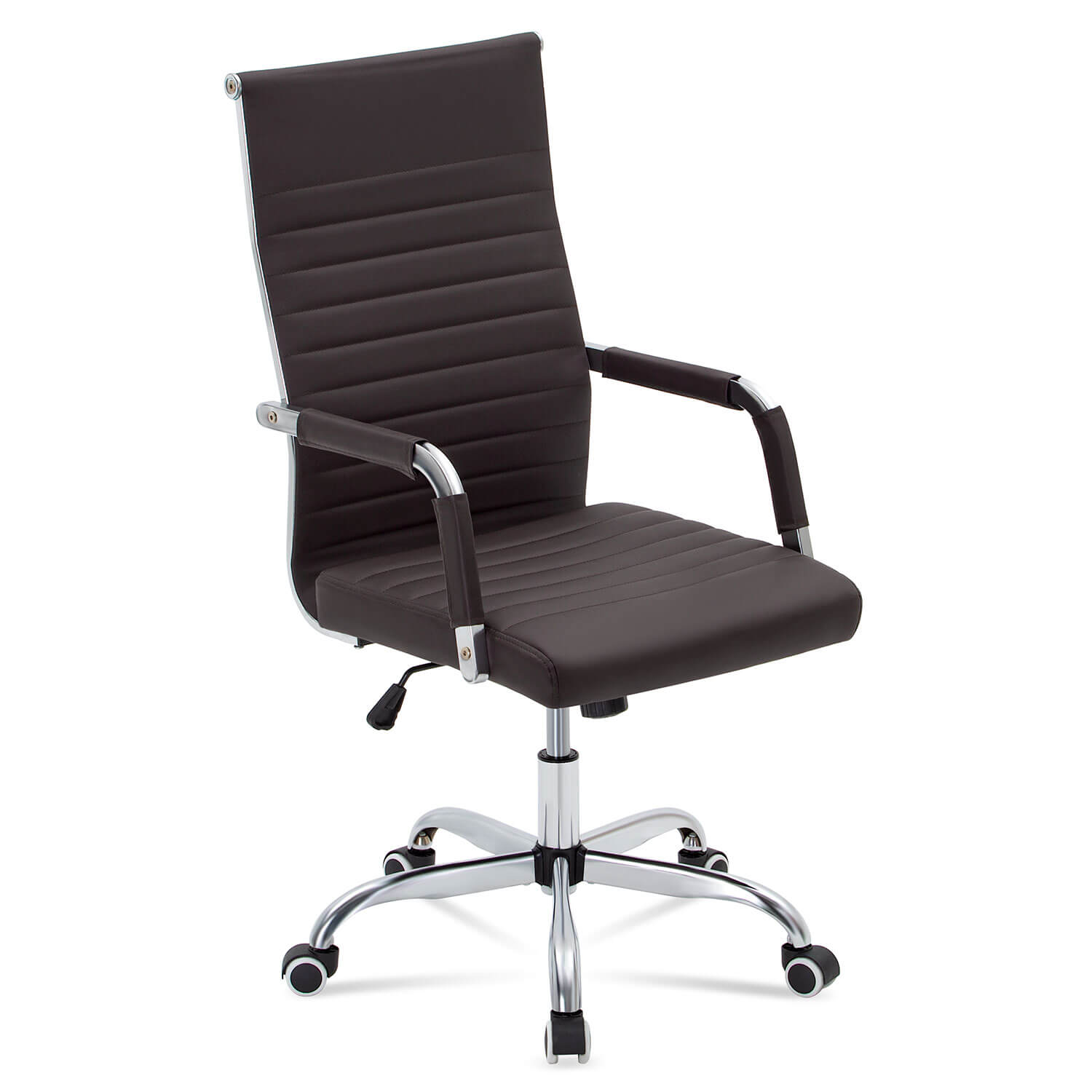 Homall Ribbed Office Chair Mid-Back PU Leather Desk Chair Adjustable Swivel Chair