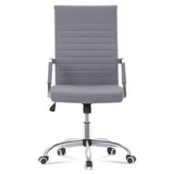 Homall Ribbed Office Chair Mid-Back PU Leather Desk Chair Adjustable Swivel Chair