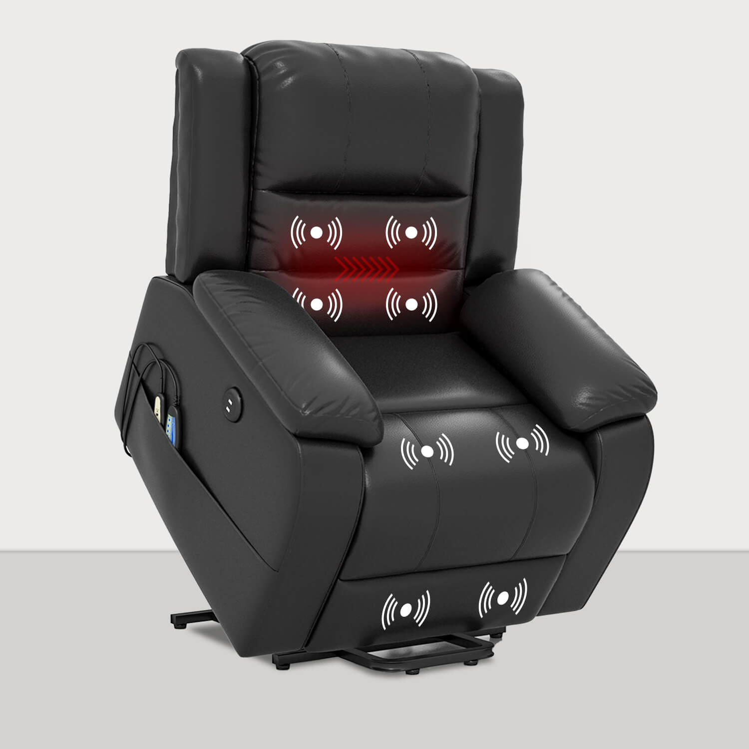 Homall PU Leather Electric Lift Recliner Chair with Dual USB Charging, Heating & Massage