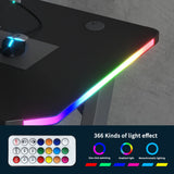 Homall RGB LED Lights Gaming Desk, With Light Remote Control and Cup Holder, Headphone Hook