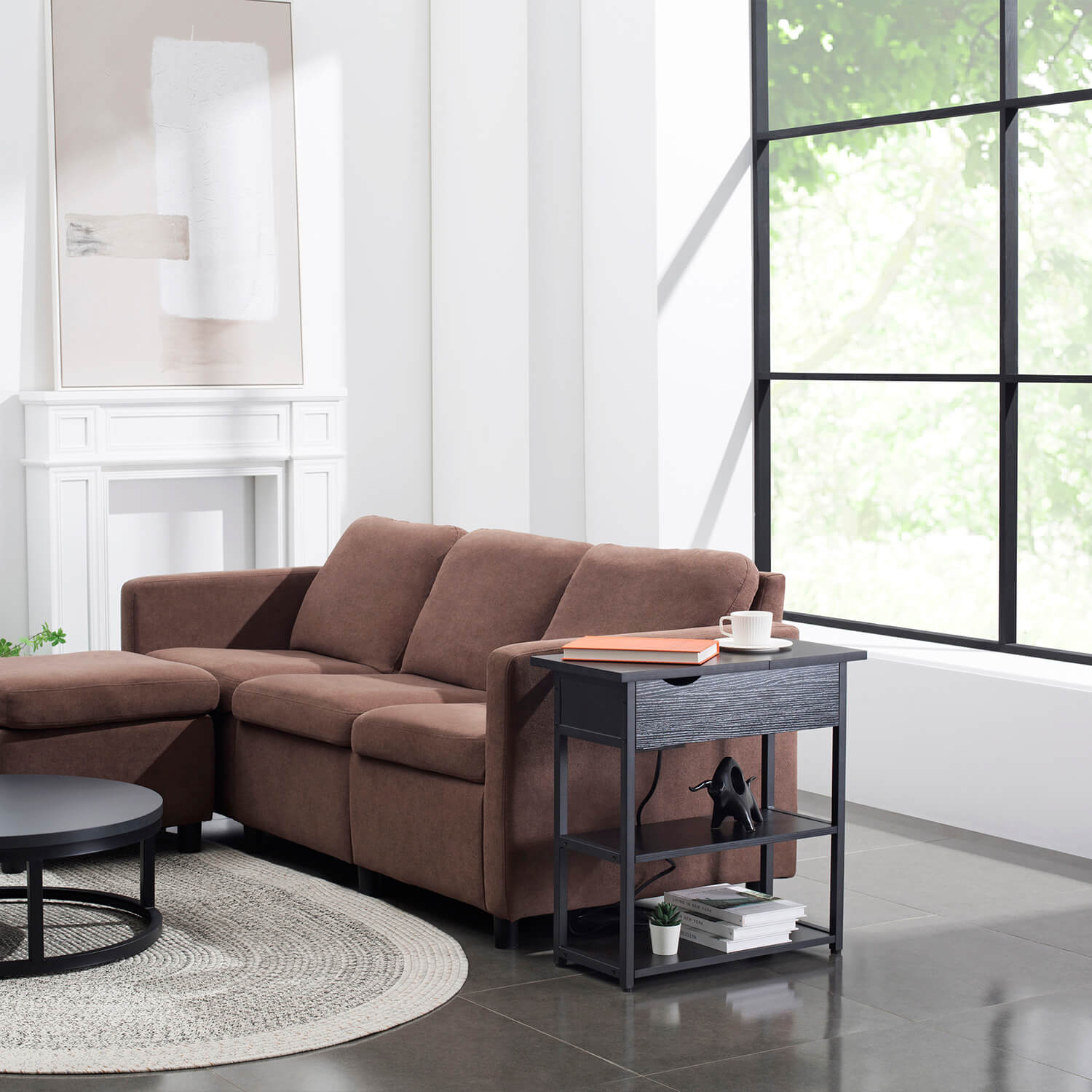 Homall Side Table with Power Outlets & USB Ports, End Tables with Narrow Flip Top