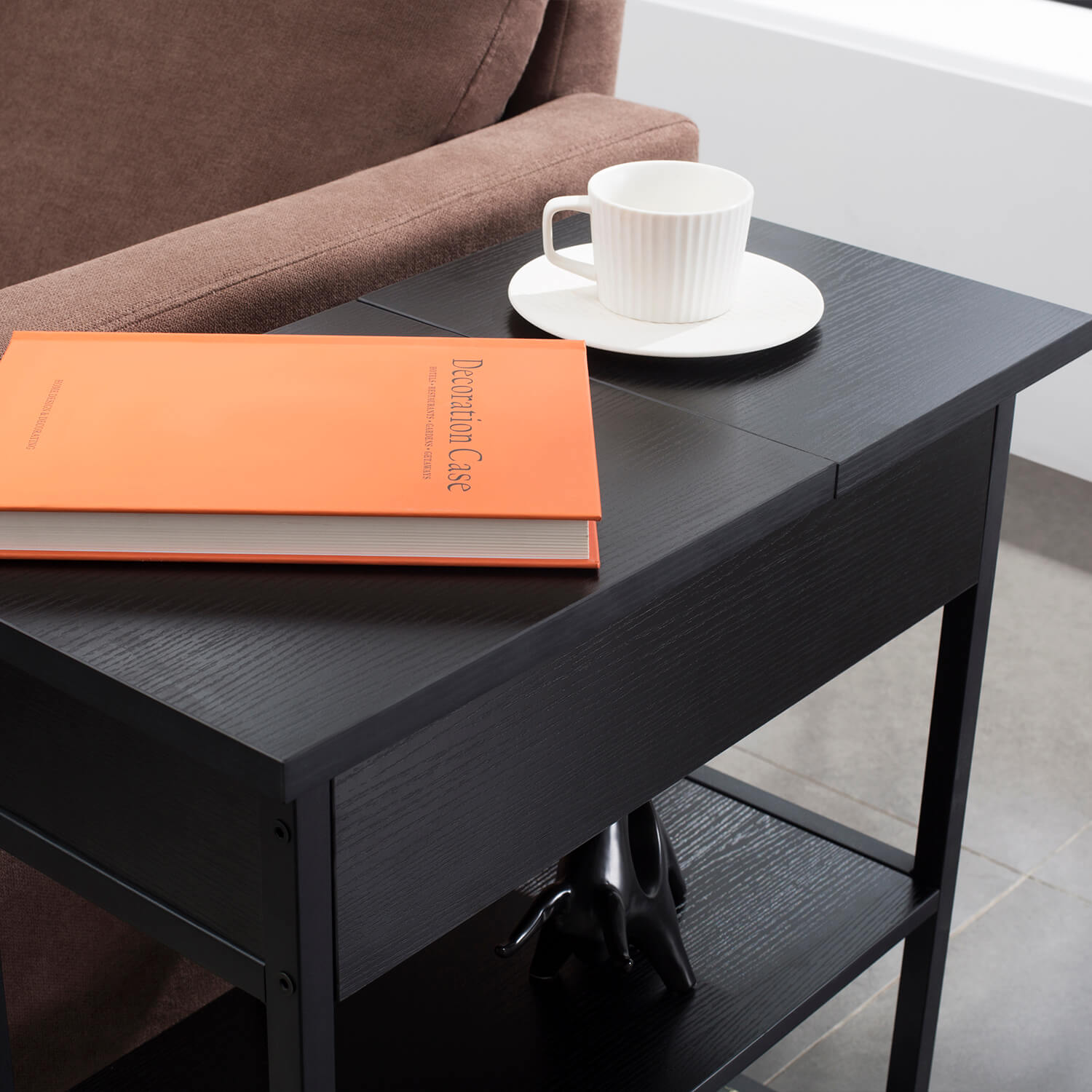 Homall Side Table with Power Outlets & USB Ports, End Tables with Narrow Flip Top