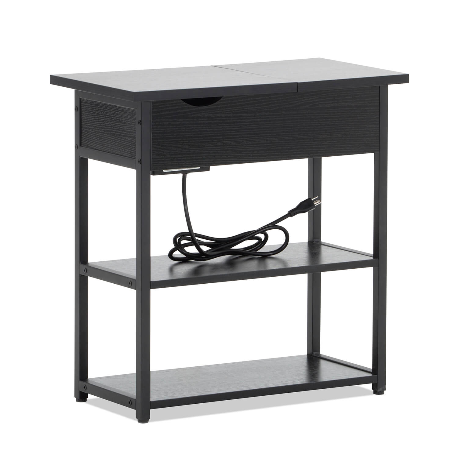 Homall Side Table with Power Outlets & USB Ports, End Tables with Narrow Flip Top