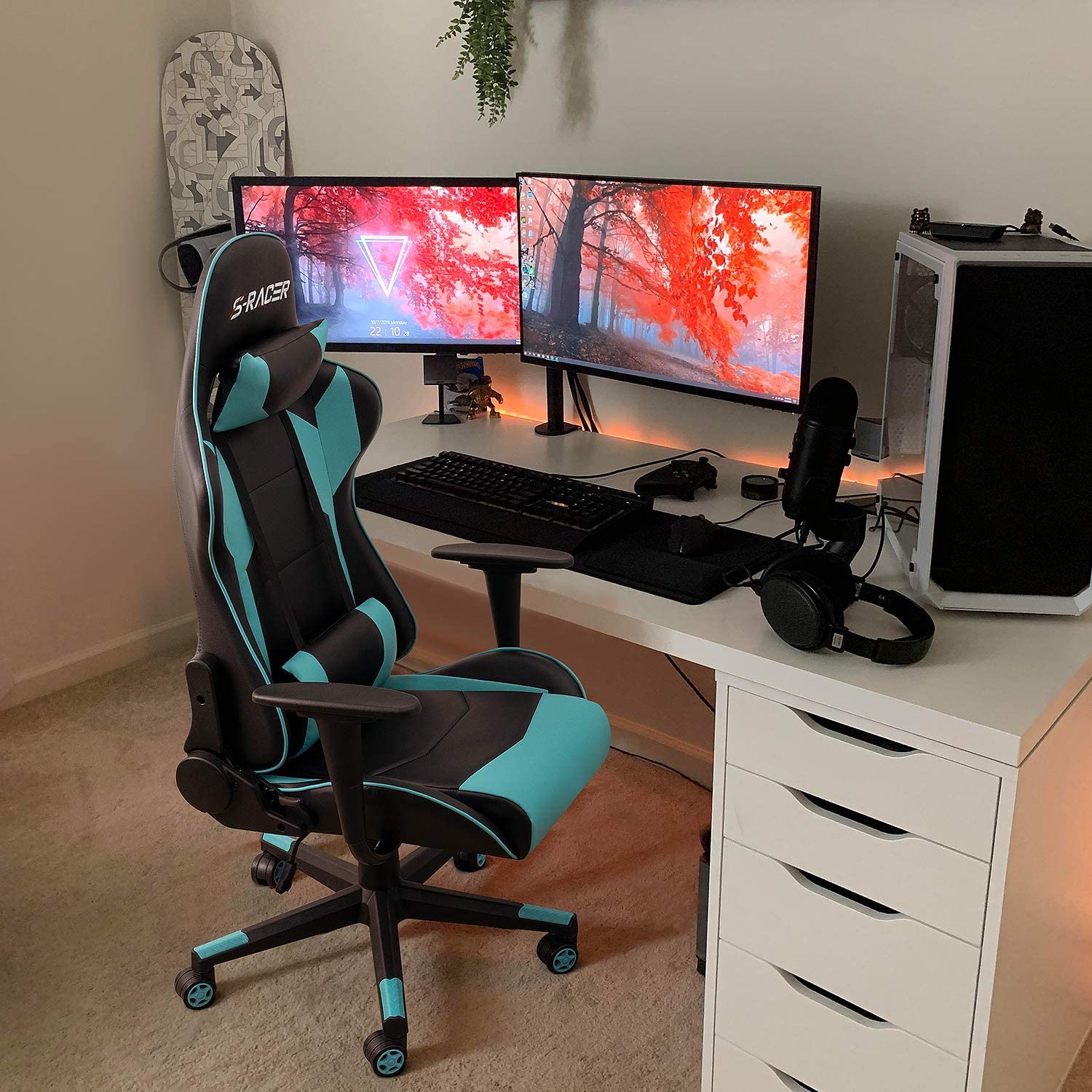 Homall Gaming Chair Racing Chair Computer Desk Chair with Headrest and Lumbar Support