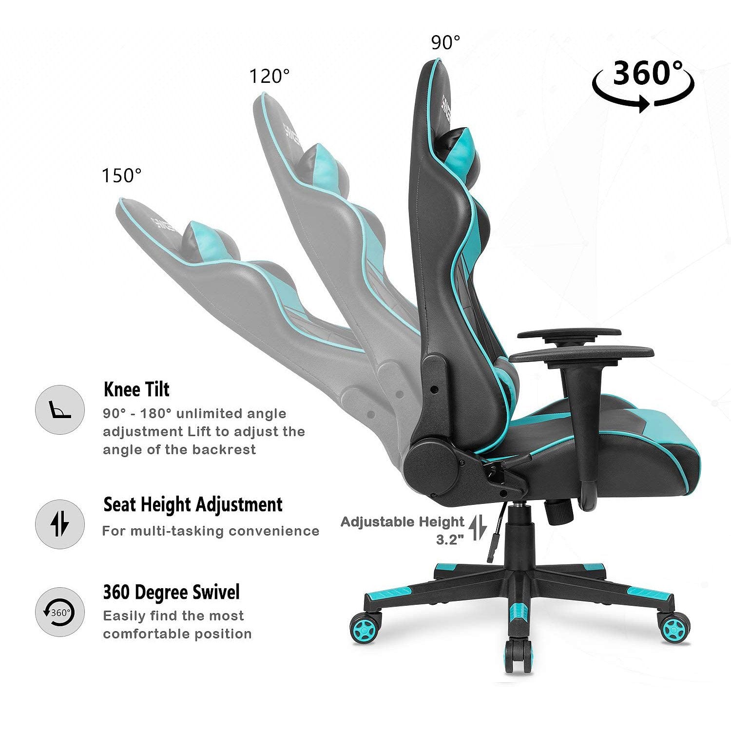 Homall Gaming Chair Racing Chair Computer Desk Chair with Headrest and Lumbar Support