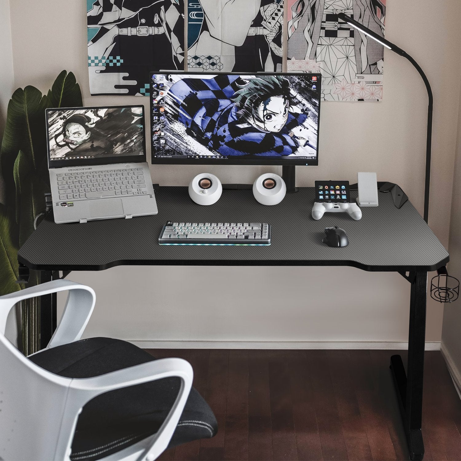 Homall Gaming Desk 44” Gaming Table Z Shape Gamer WorkStation