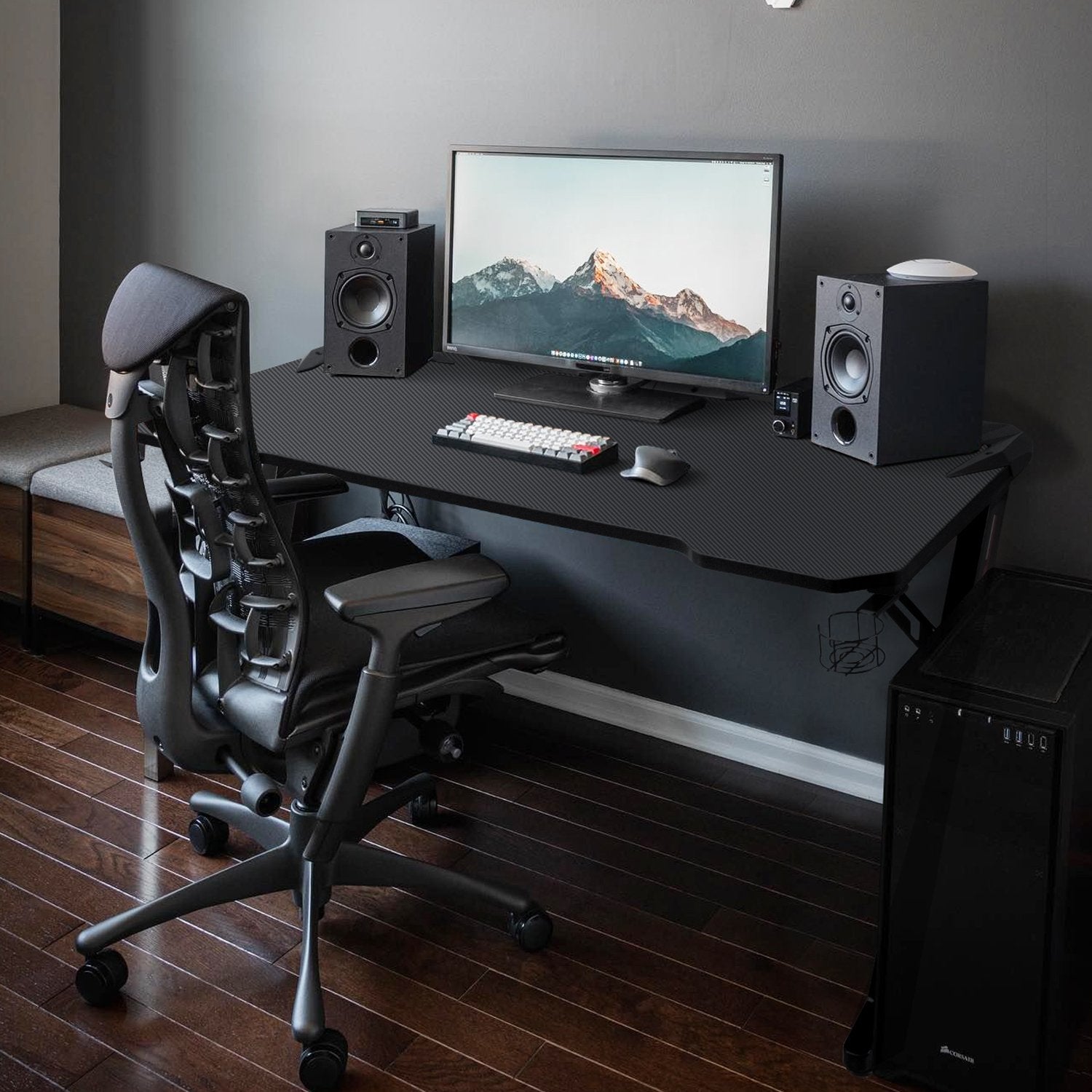 Homall Gaming Desk 44” Gaming Table Z Shape Gamer WorkStation