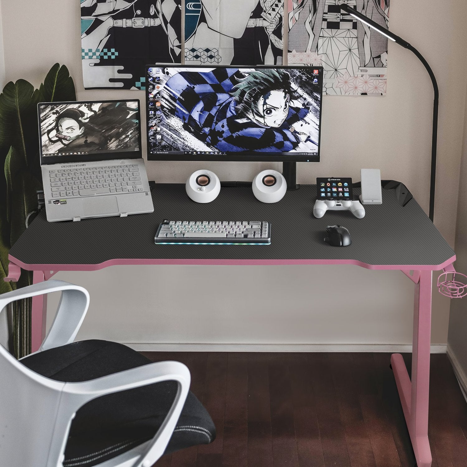 Homall Gaming Desk 44” Gaming Table Z Shape Gamer WorkStation