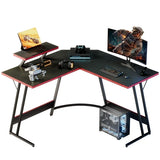 Homall L-Shaped Gaming Desk 47 Inches Corner Office Desk with Removable Monitor Riser, Pink