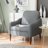 Homall Accent Chair , Fabric Upholstered Tufted Armchair Wood Legs Single Sofa Lounge for Living Room, Gray