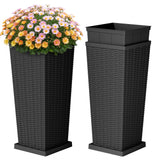 Homall 25" Tall Plastic Planter Set of 2 with Inside Pots, Drainages, for Outdoor and Indoor