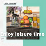 Homall 7 Pieces Patio PE Wicker Conversation Set Rattan Outdoor Sectional Set with Chushions and Table(Beige)