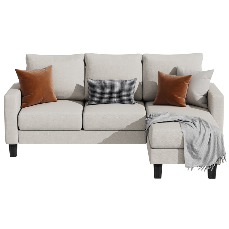 Homall Convertible Sectional Sofa Couch, Modern Linen Fabric L-Shaped Couch 3-Seat Sofa Sectional with Reversible Chaise for Small Living Room, Apartment and Small Space
