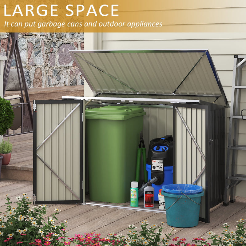 Homall 6' x 3' Patio Metal Shed Outdoor Trash Storage Shed with Lockable Doors and Easy Lift Hinges, Black