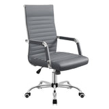 Vyrox Modern Office Chair, Mid-Back Faux Leather Swivel Reception & Conference Chair， Ergonomic Swivel Chair with Arms