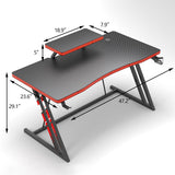 Homall Gaming Desk PC Computer Table Racing Style Home Office Desk Z Shaped Carbon Fiber Desktop Gamer Workstation with Monitor Stand Cup Holder and Headphone Hook