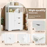 Homall Wood Bathroom Floor Cabinet with 3 Drawers and 1 Cupboard Free Standing Storage Organizer Hallway Entryway Cabinet for Living Room Kitchen