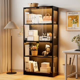 Homall Display Cabinet with LED Lights and Glass Doors, 4-Tier Storage Cabinet & Collection Showcase for Living Room Home Office, Black