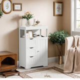 Homall Wood Bathroom Floor Cabinet with 3 Drawers and 1 Cupboard Free Standing Storage Organizer Hallway Entryway Cabinet for Living Room Kitchen
