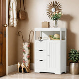 Homall Wood Bathroom Floor Cabinet with 3 Drawers and 1 Cupboard Free Standing Storage Organizer Hallway Entryway Cabinet for Living Room Kitchen