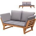 Homall Outdoor Sofa Patio Acacia Wood Daybed with Adjustable Armrests