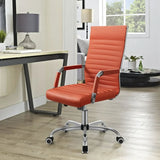 Vyrox Modern Office Chair, Mid-Back Faux Leather Swivel Reception & Conference Chair， Ergonomic Swivel Chair with Arms