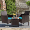 Homall 3 Pieces Patio Furniture Set Outdoor PE Rattan Wicker Patio Conversation Set Bistro Set with Tempered Glass and Cushioned Chairs
