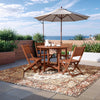 Homall 5-Piece Foldable Solid Wood Dining Table and Chair Set, Round Solid Wood Dining Cart and Chairs with Umbrella Hole