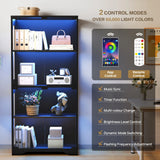 Homall Display Cabinet with LED Lights and Glass Doors, 4-Tier Storage Cabinet & Collection Showcase for Living Room Home Office, Black