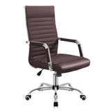 Vyrox Modern Office Chair, Mid-Back Faux Leather Swivel Reception & Conference Chair， Ergonomic Swivel Chair with Arms